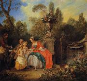 Nicolas Lancret A Lady and Gentleman Taking Coffee with Children in a Garden china oil painting artist